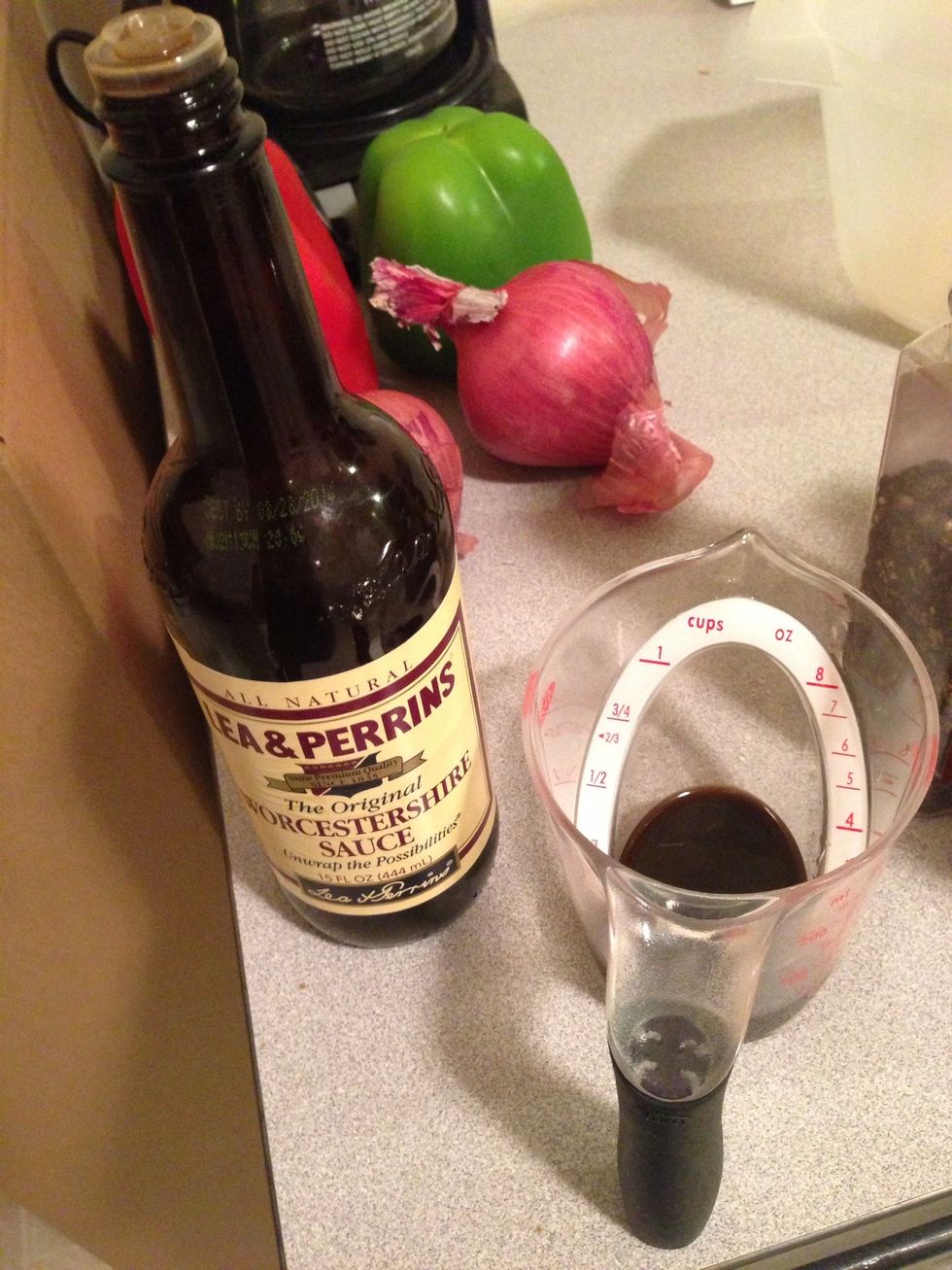 Measure out 4 oz of Worcestershire sauce and add it to the Jack.