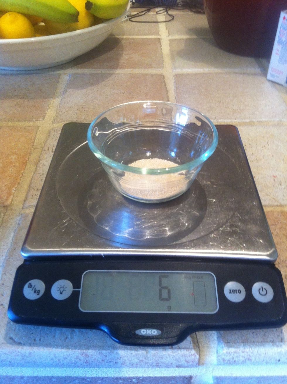 Measure out 6 grams of yeast.