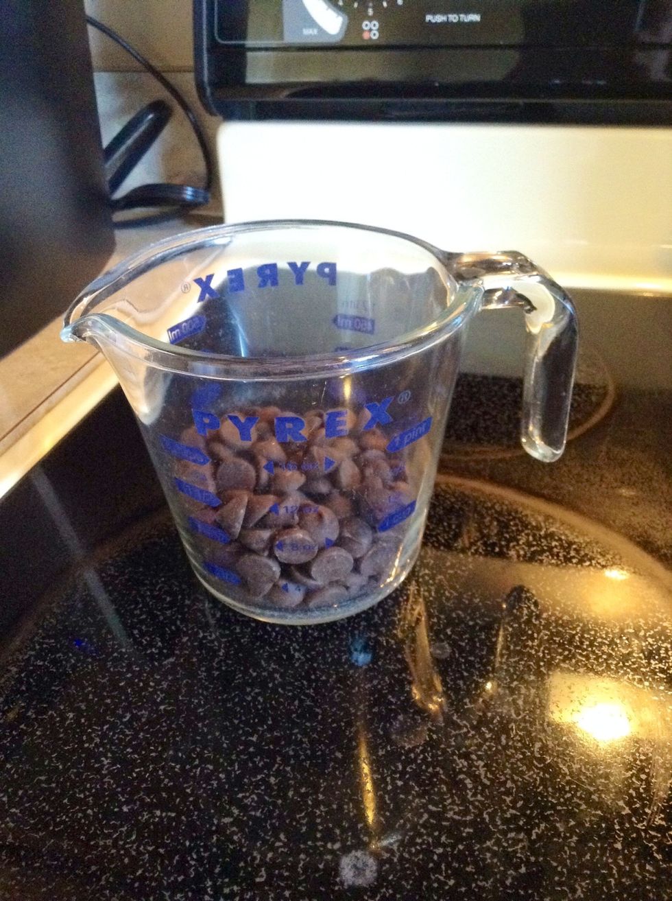 Measure out 8 ounces of Dark Chocolate Morsels.