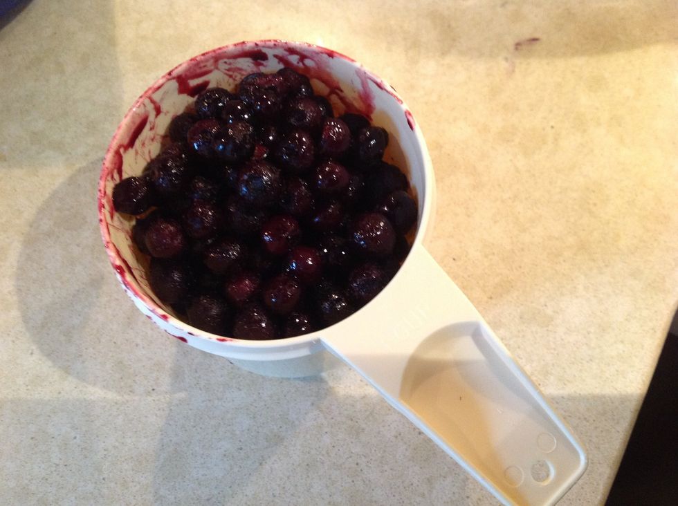 Measure out a cup of frozen blueberries