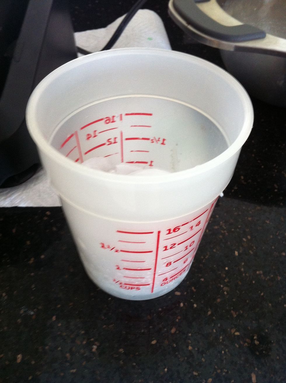 Measure out about 1 1/4 to 1 1/2 cups of ice