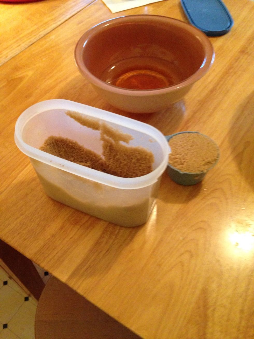Measure out and add 1/2 cup of brown sugar.