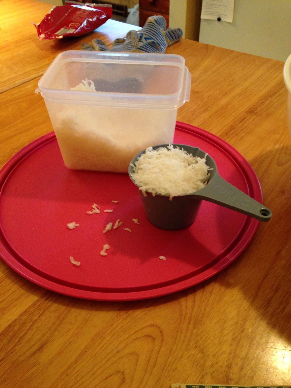 Measure out and add 1 cup of coconut.