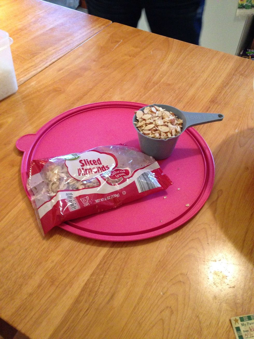 Measure out and add 1 cup of slivered almonds.