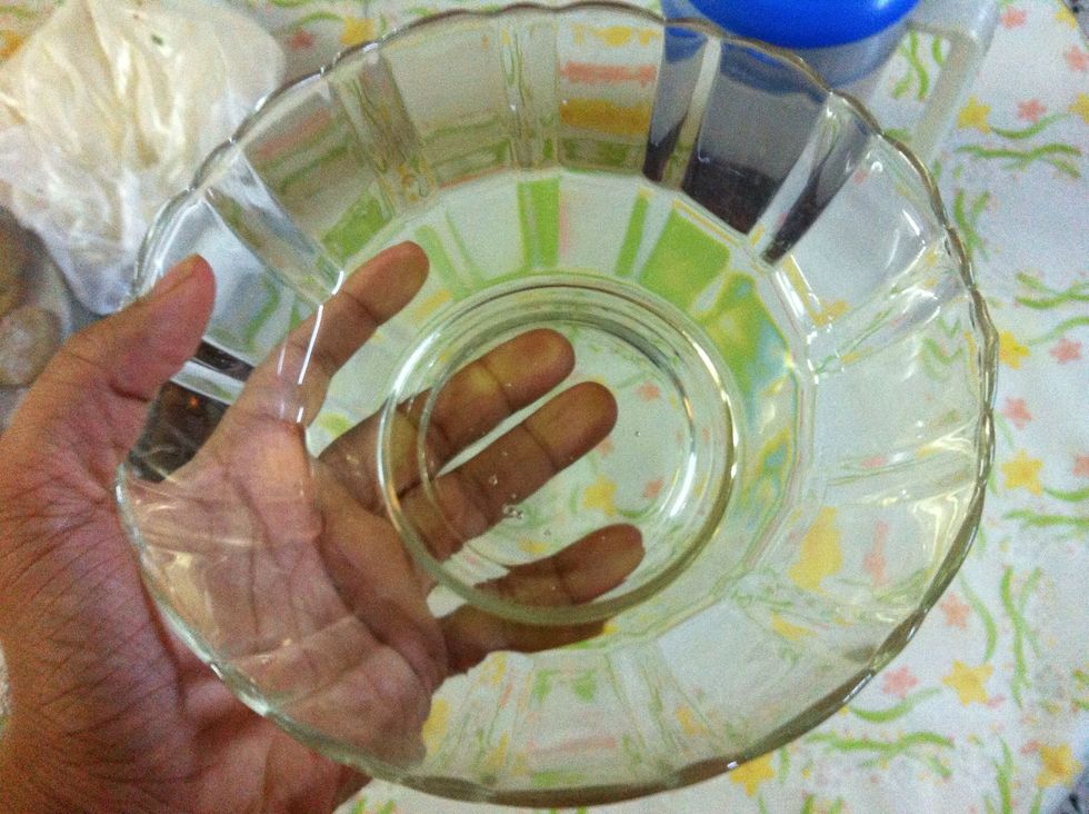 Measure out just 1 cup of the syrup and place in a bowl. This bowl has 1 cup of syrup but since the syrup is so translucent, it is hard to show quite clearly.