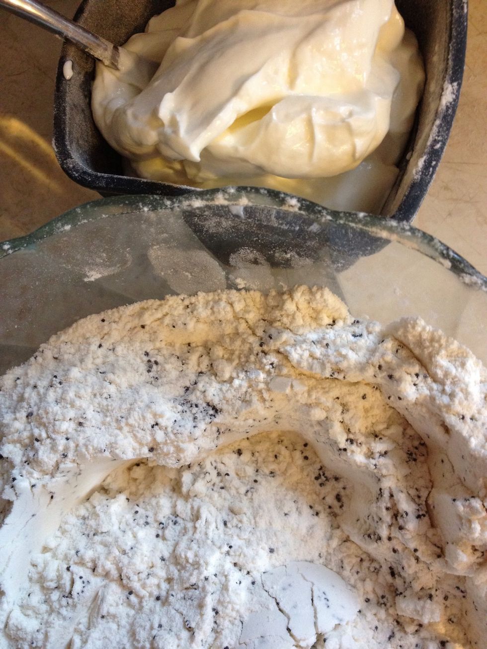 Measure out sour cream in a 1/2 cup measure.