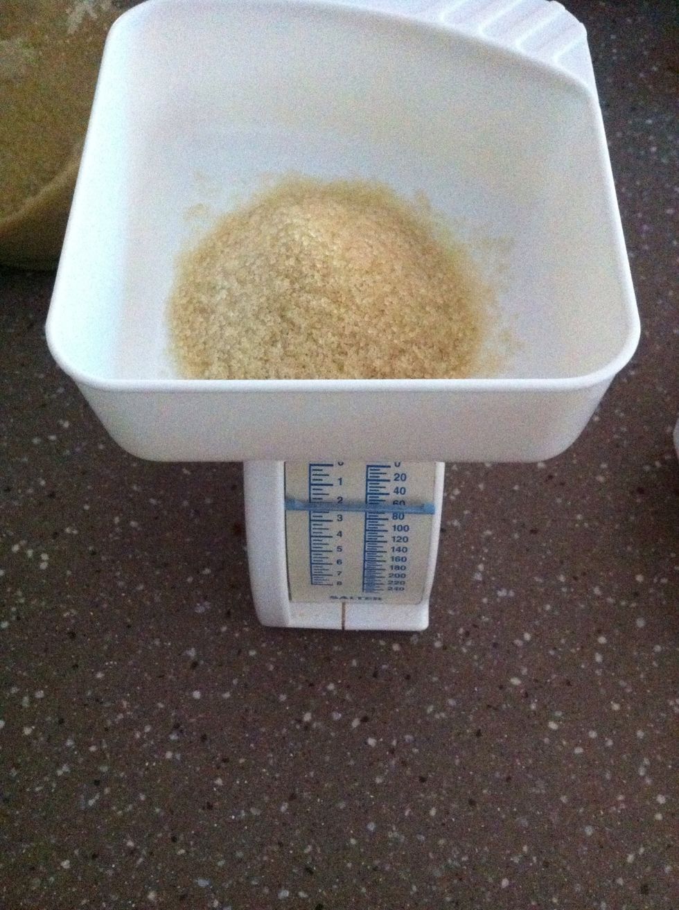 Measure out sugar (I'm using raw but white sugar dissolves easier)