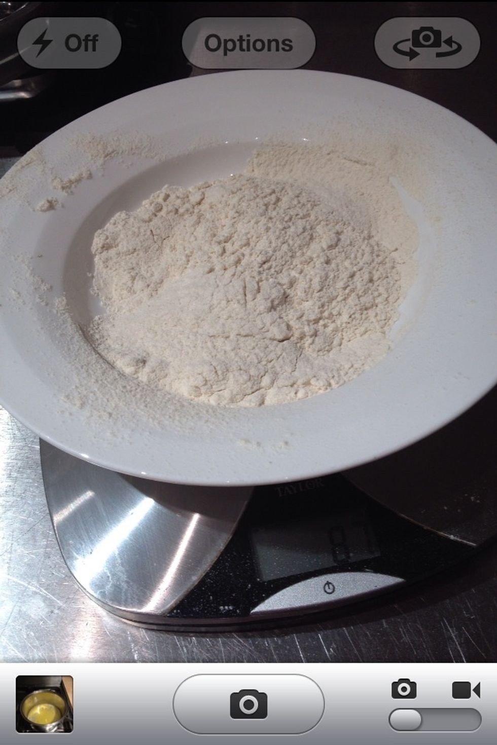 Measure out the flour, double sieve it.