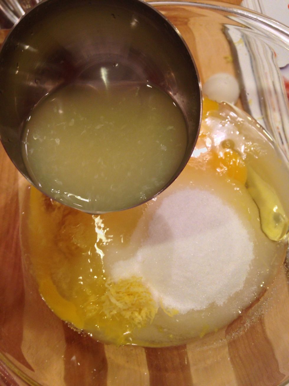 measure out the fresh lemon juice and add this to the mixture