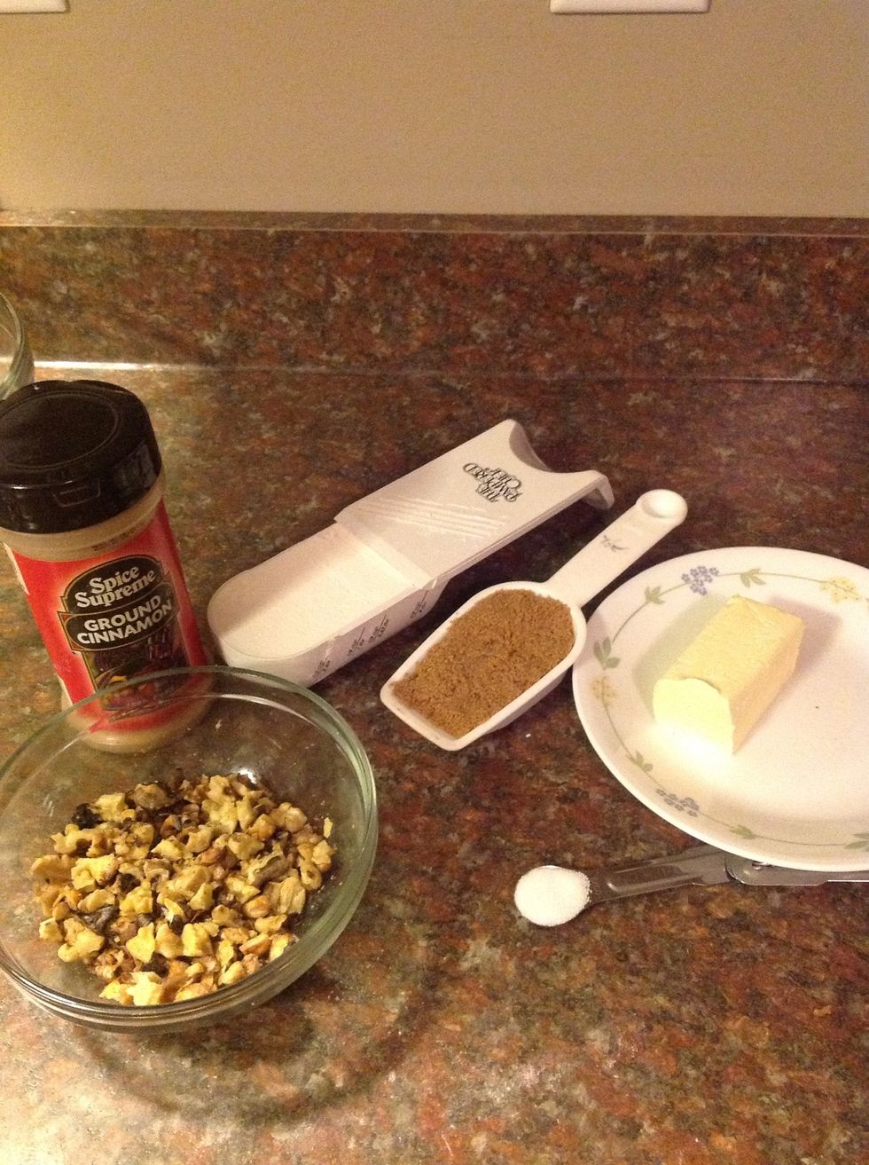 Measure out the ingredients for the walnut topping.