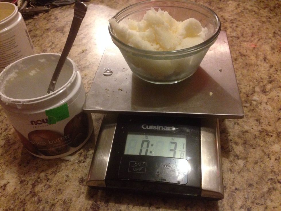 Measure out your Shea butter. Again pure Shea butter, not lotion.