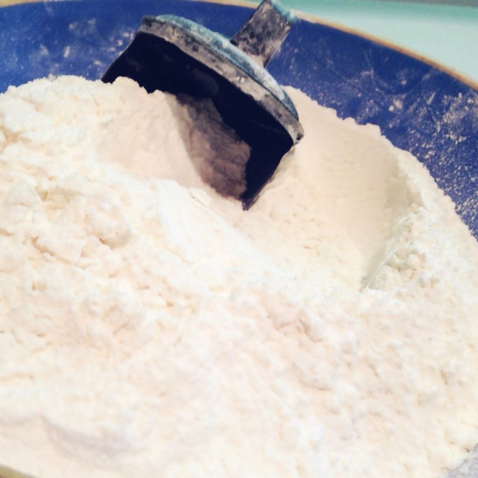 Measure six to seven cups of flour.