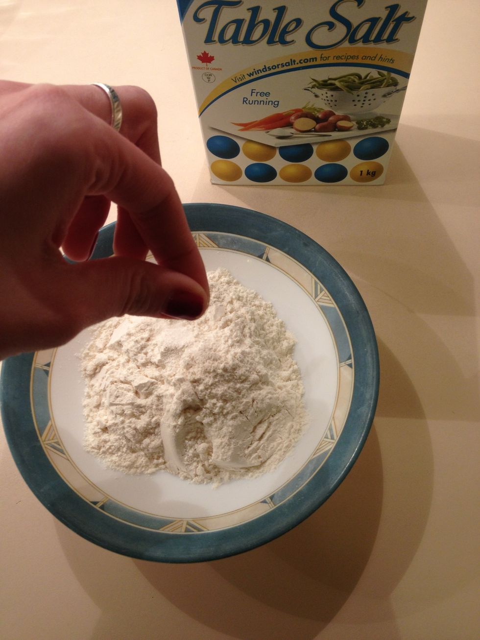Measure the flour and add the salt and set aside.