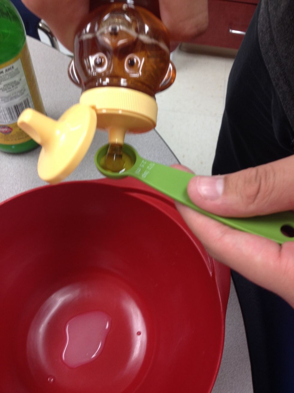 Measure the honey and pour into bowl