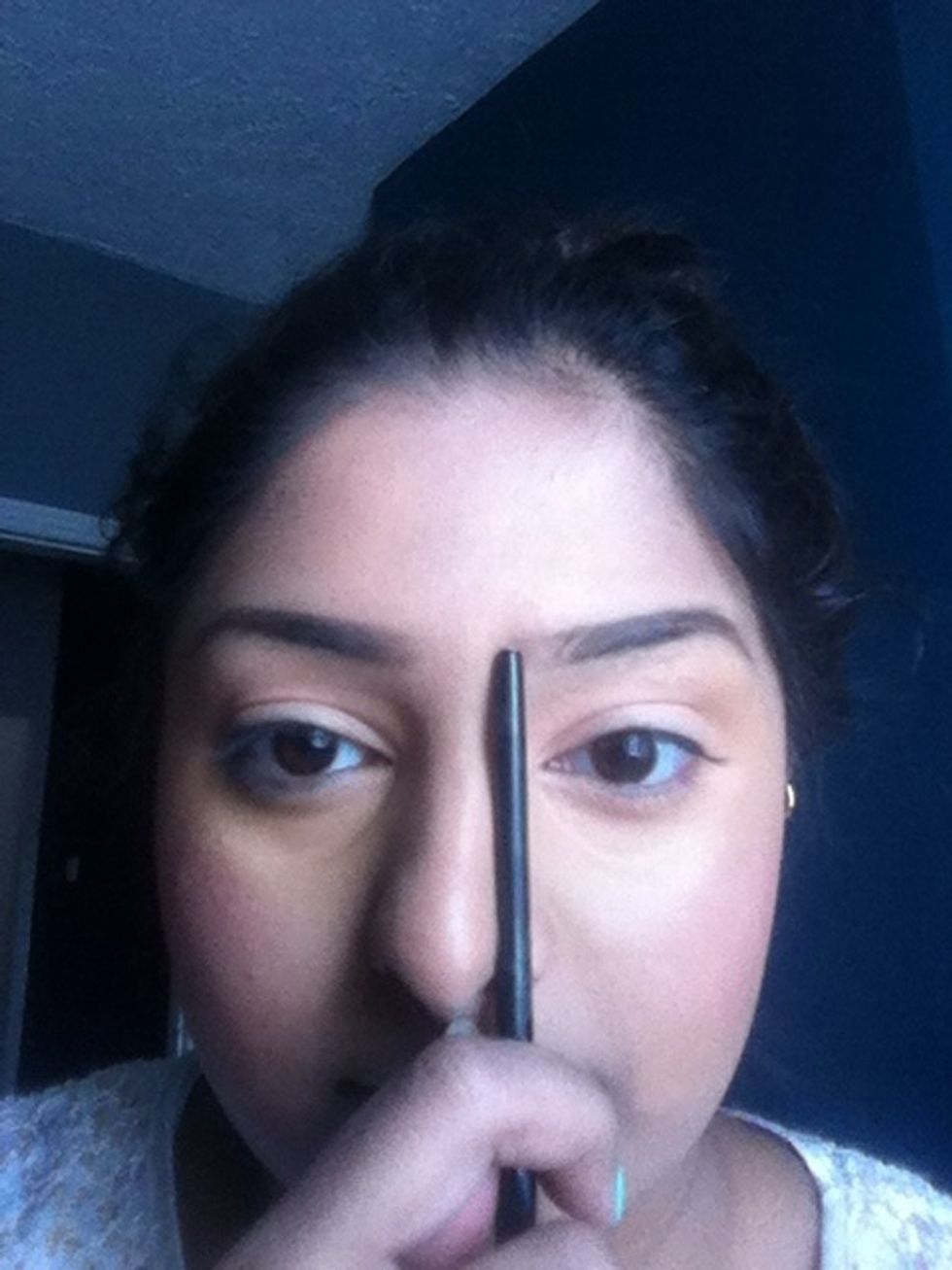 Measure the inner part of your brows to determine this hold brush against nose that's your guideline