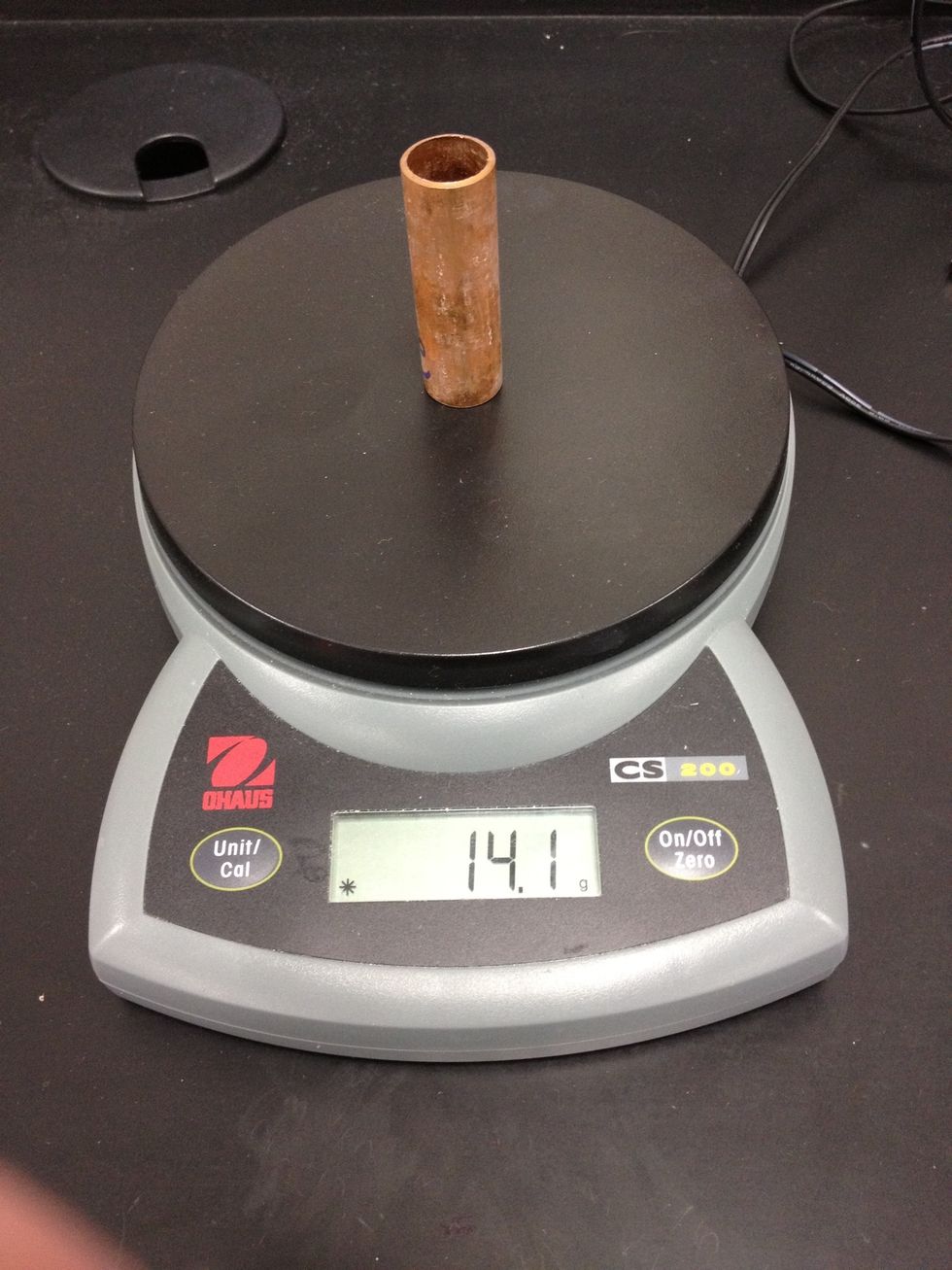 Measure the mass of the sample - be sure to record the mass in kg.