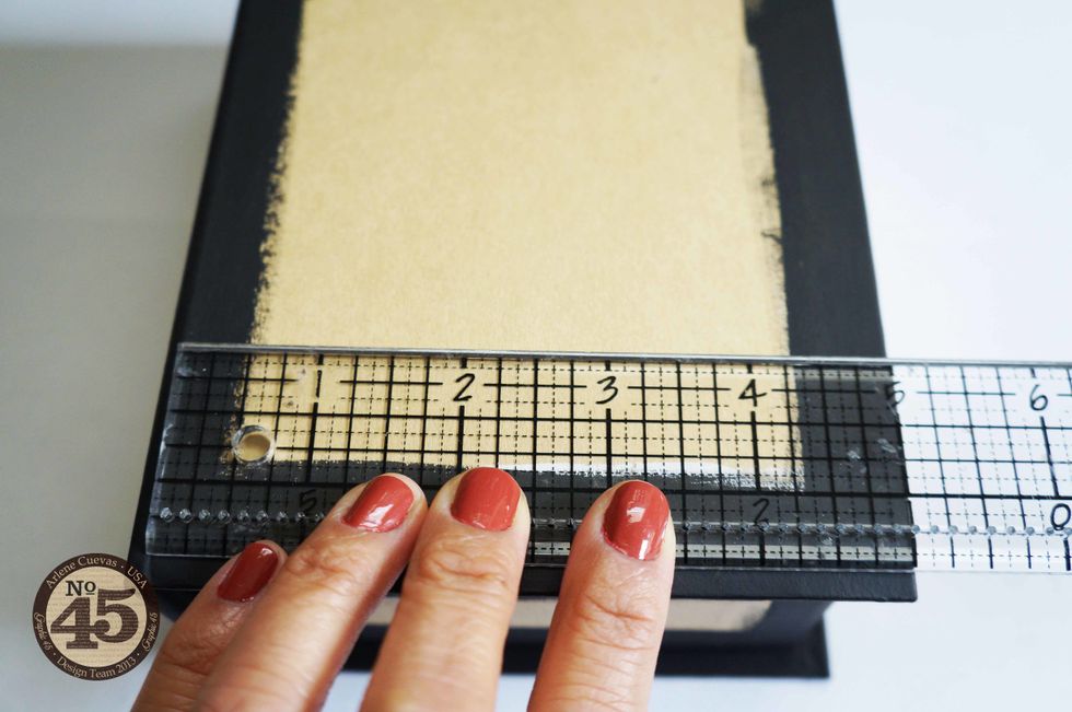 Measure the size of the box so you can trim design paper to cover it. I usually leave a 1/8\u201d to 1/4\u201d border so the painted edges of the box peek out.