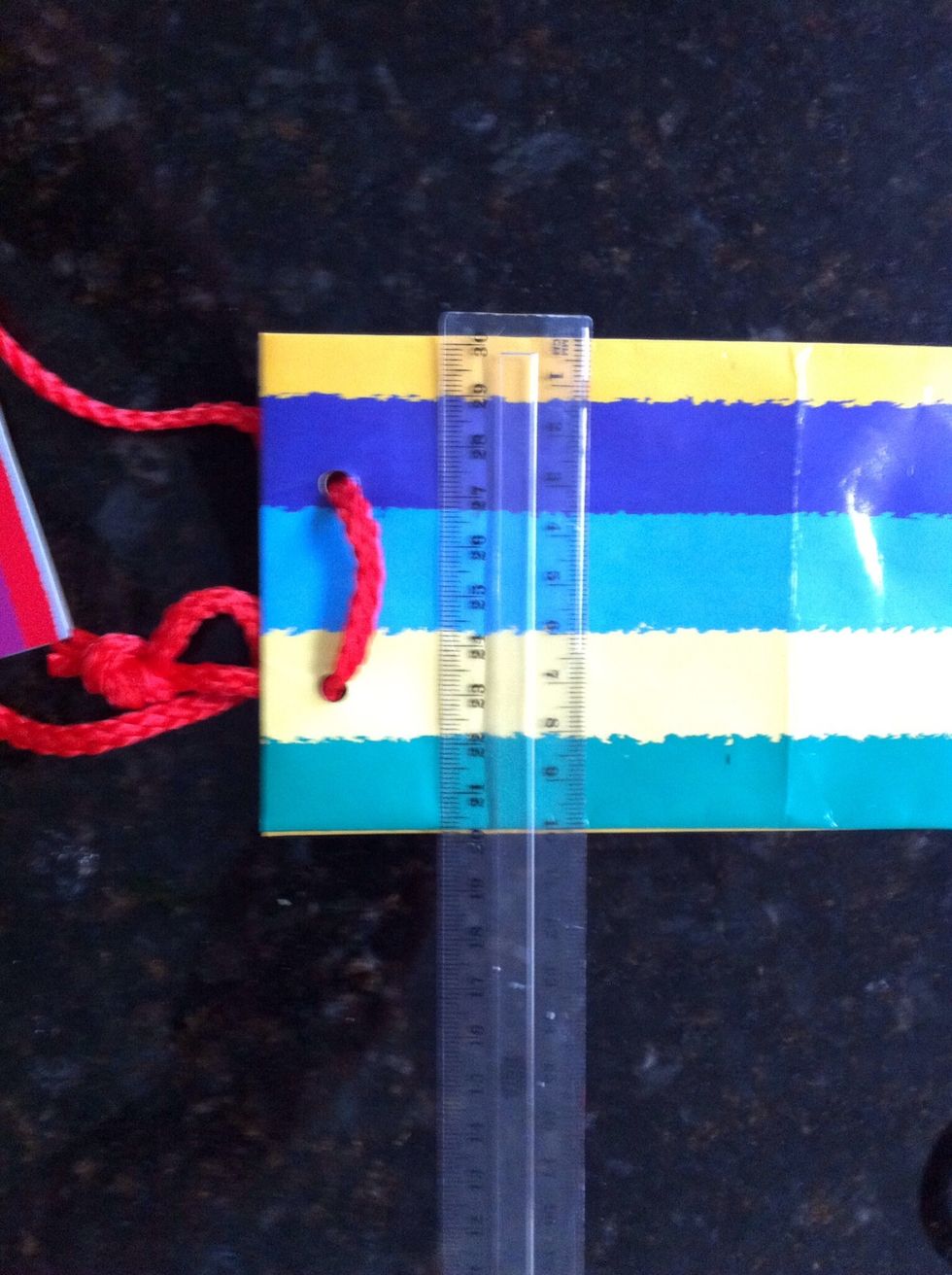 Measure the width of the wine bag (10cm in this example)