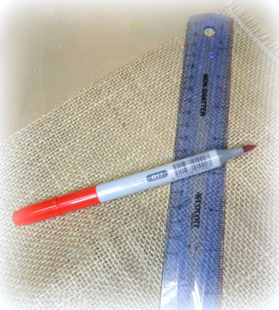 Measure your burlap lengths. You will need 4~ 2" x 12" strips, 5~ 1 1/2" x 12" strips and 5~ 1" x 12" strips.