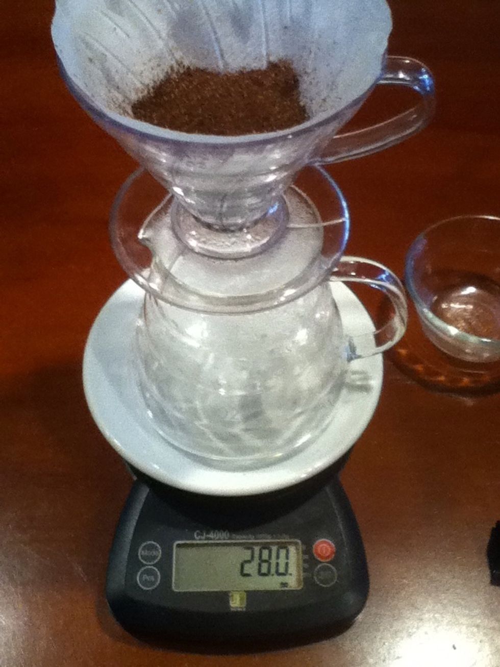 Measure your ground coffee to ensure none was lost, then zero the scale again.