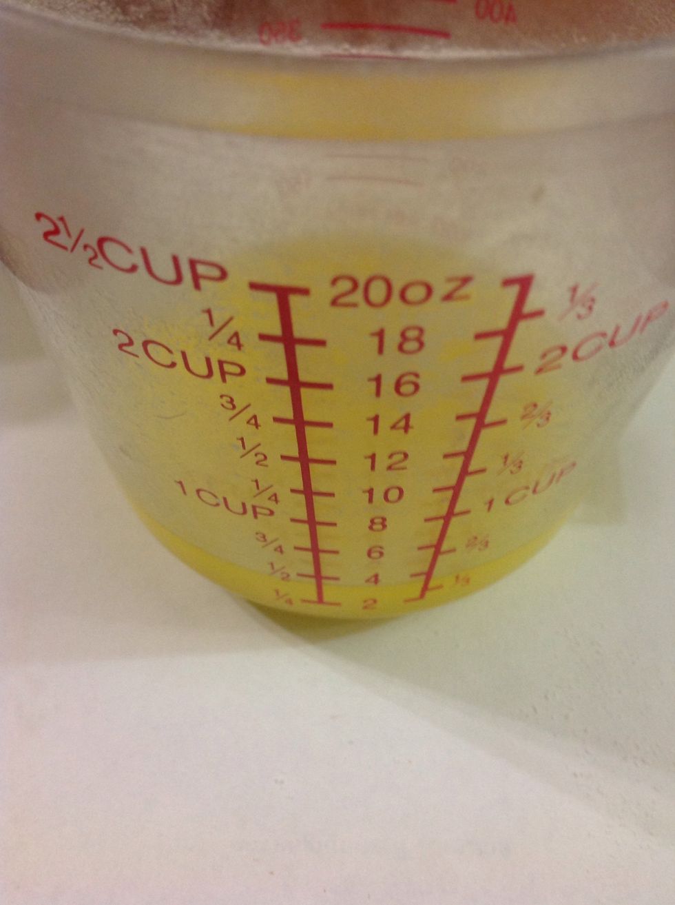 Measure your humid ingredients and mix together. Eggs, milk and melted butter.