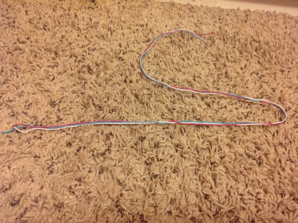 Measure your string to be about 1 and a half feet make sure they're all the same size!