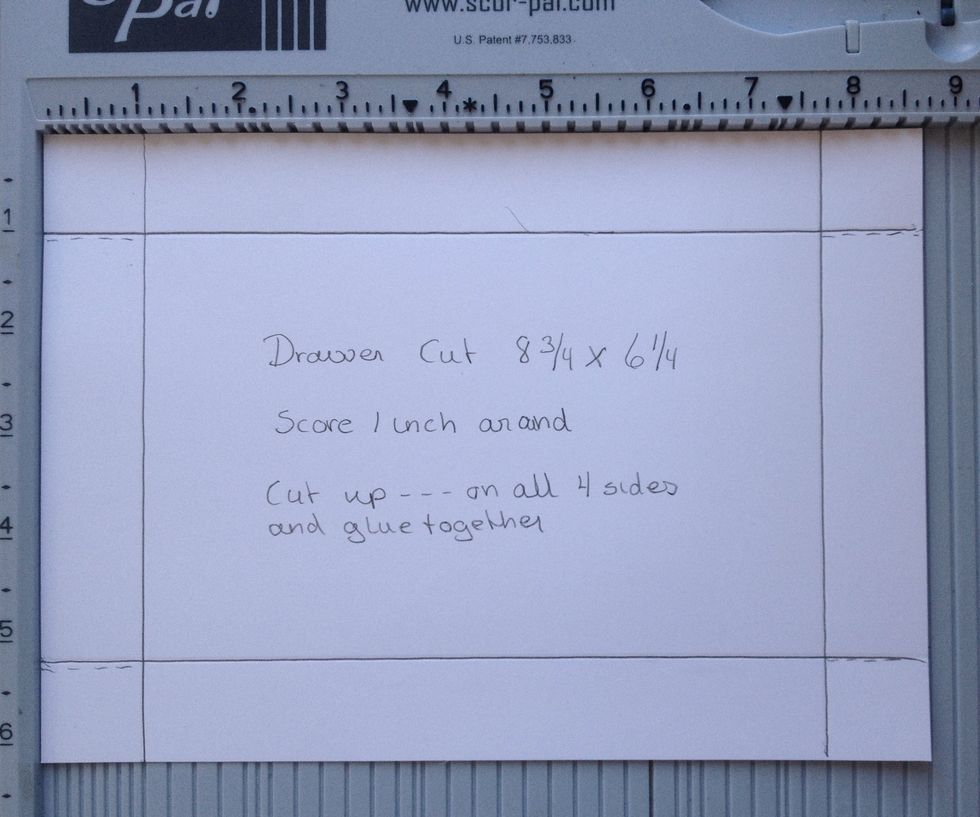 Measurements for the drawer.