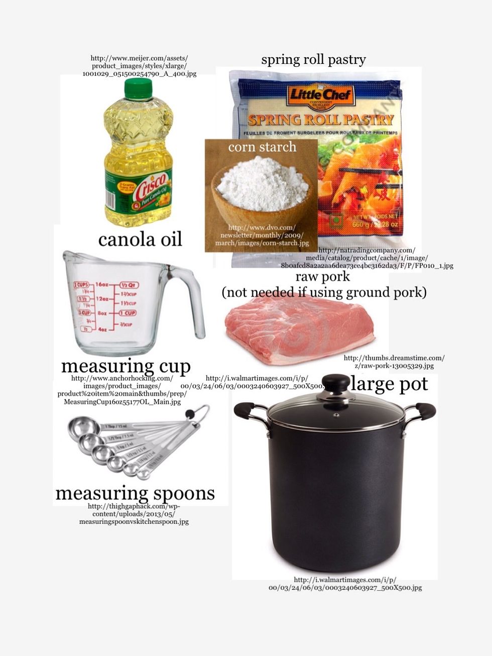 Measuring spoons, a measuring cup, bowls or plates and a large pot is also needed.