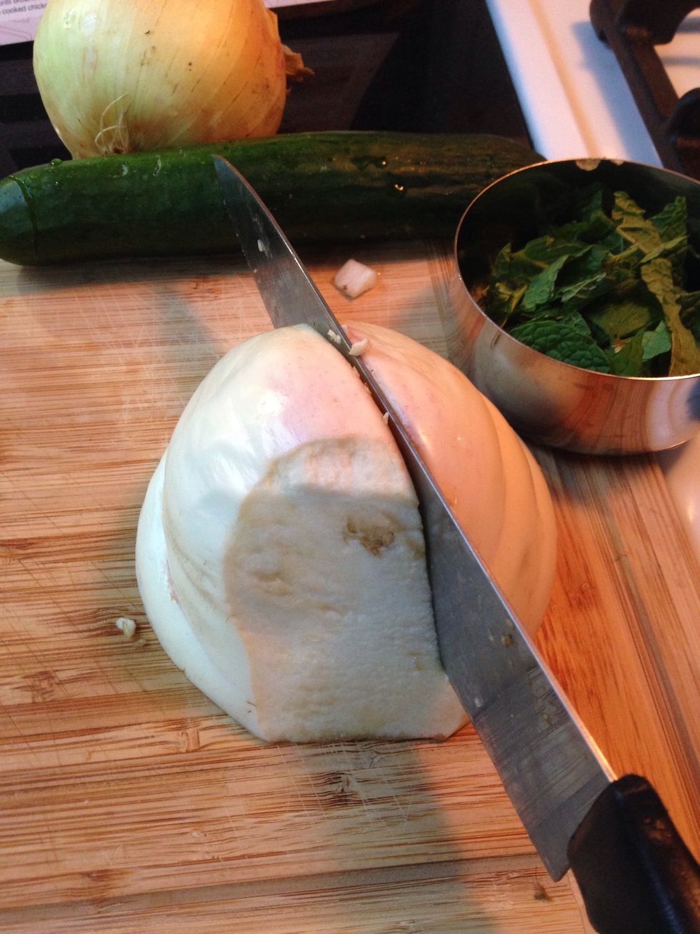 Medium dice the eggplant