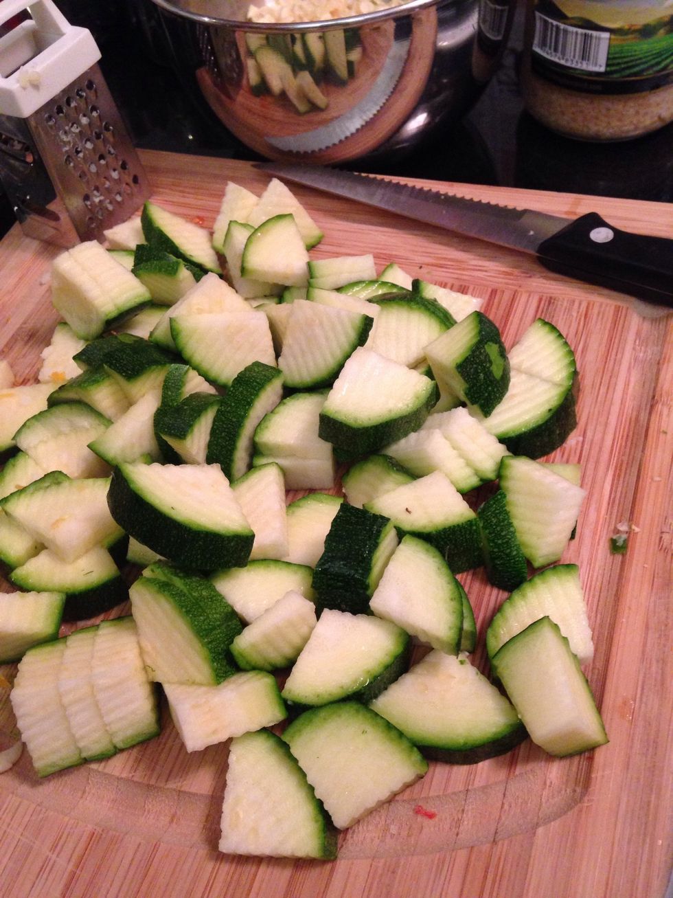 Medium dice the zucchini
