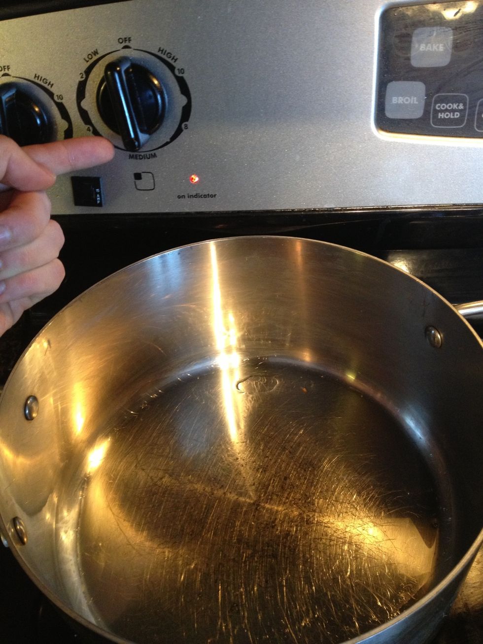 MEDIUM! The meat will catch, but keep the heat moderate and the 'caught' bits on the bottom of the pan will dissolve into the most incredible flavour and deepen the colour later in the process.
