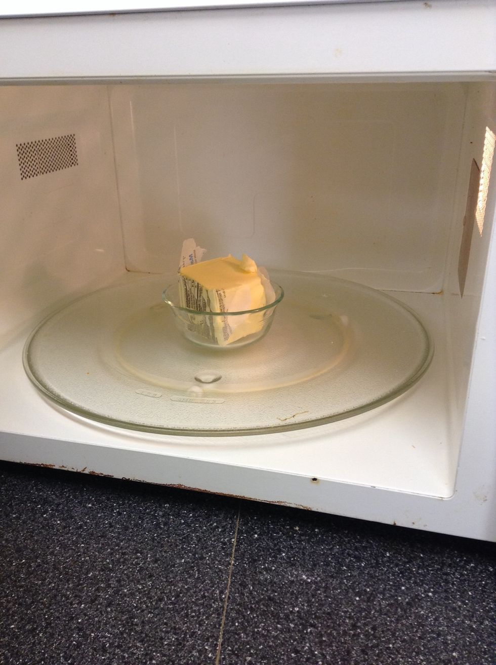 Melt 1/4 cup of butter in microwave