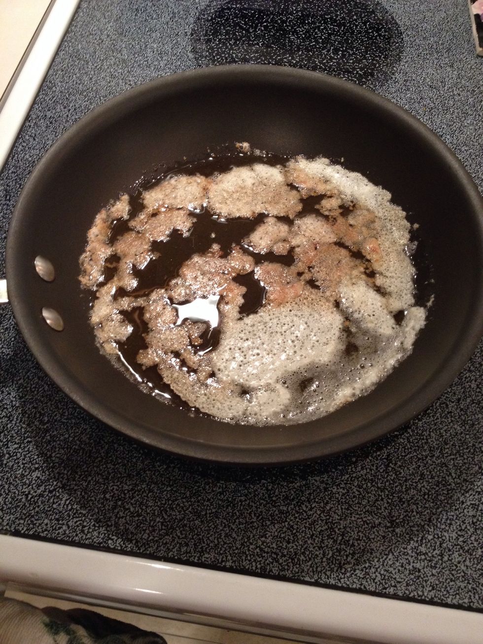 Melt 1/4 cup of butter in pan over medium low heat.