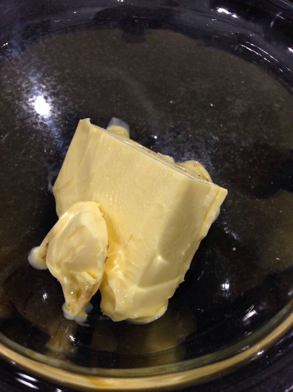 Melt 120 g of unsalted butter using microwave