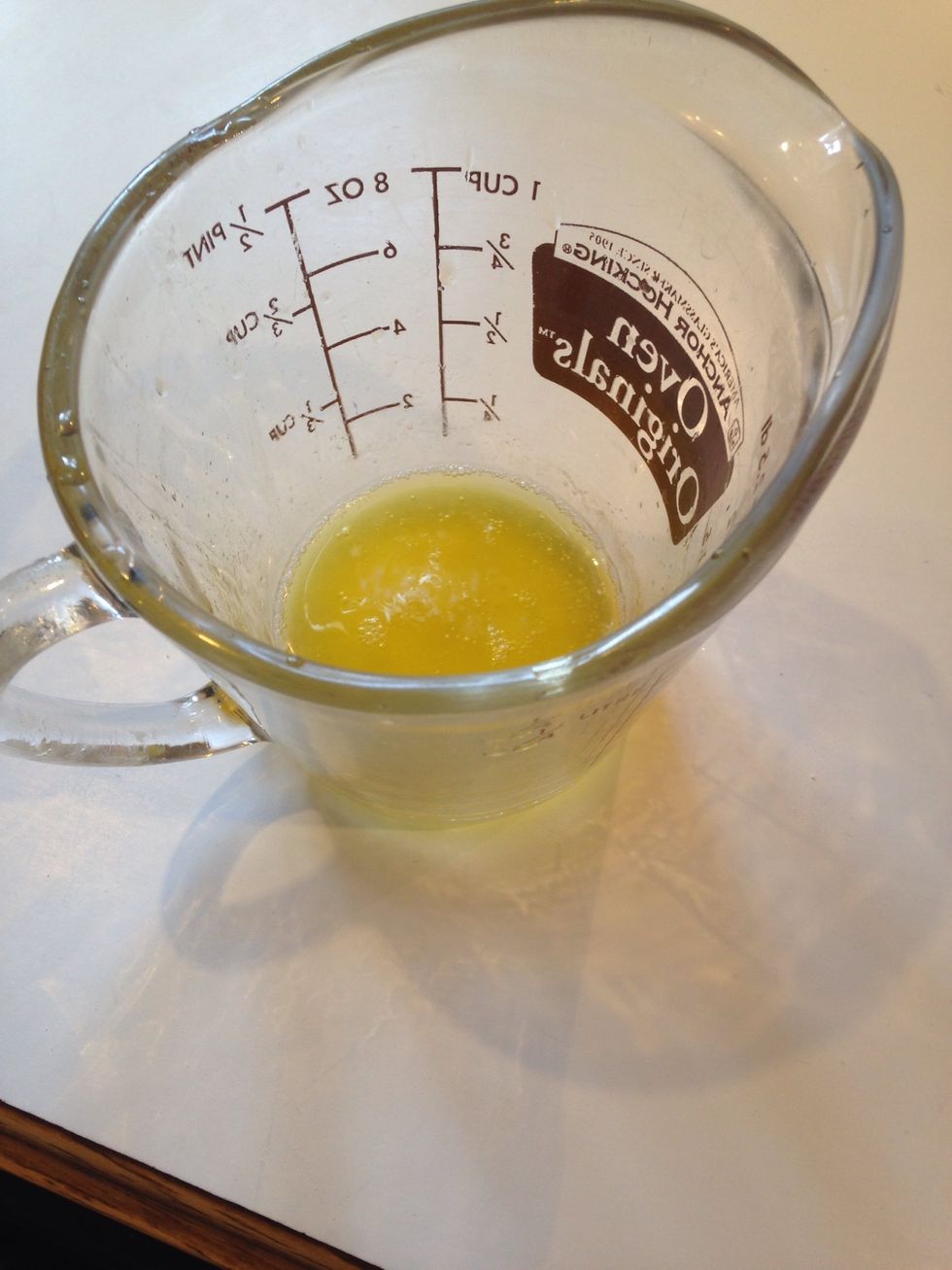 Melt 17g European butter in microwave.