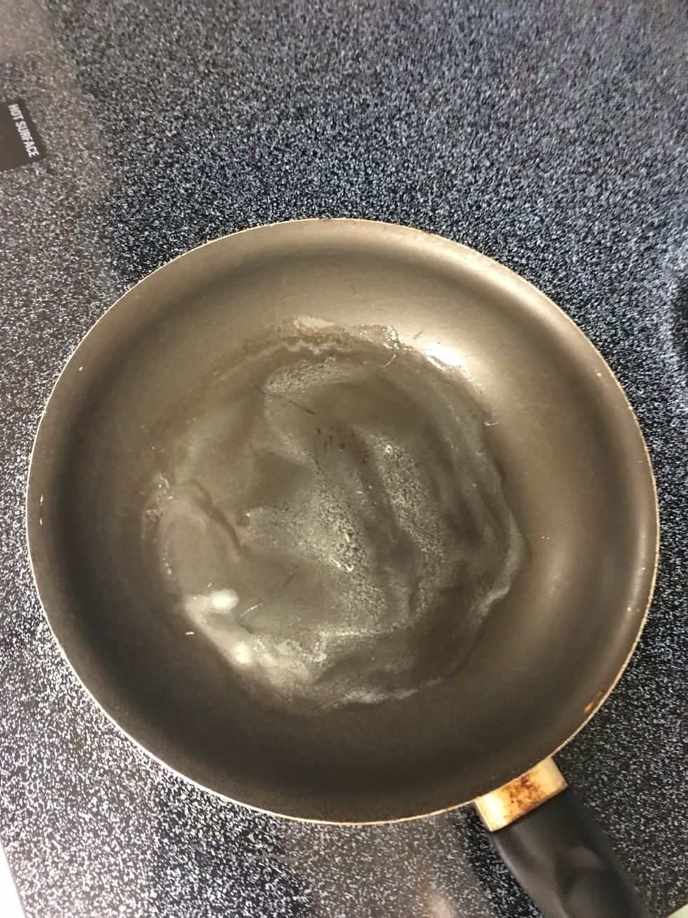 Melt 2 teaspoons of butter on the pan so eggs don't stick.