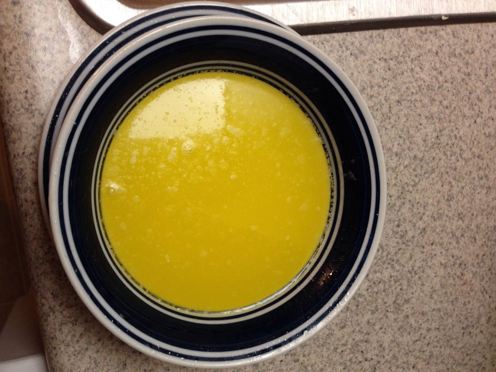 Melt 3/4 cup of butter