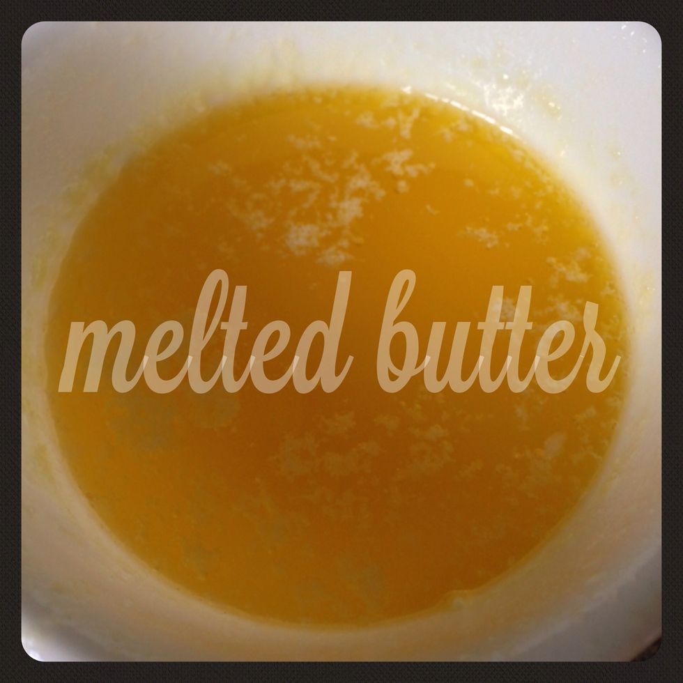 Melt 3 tbsp of butter and let cool.