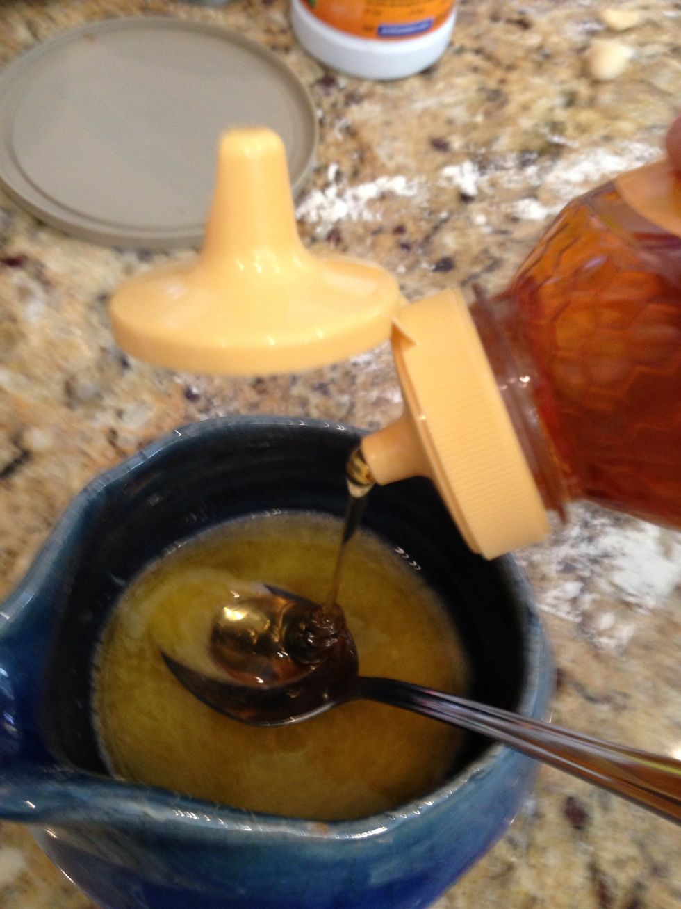 Melt 4 tbs of butter and add a tbs of honey