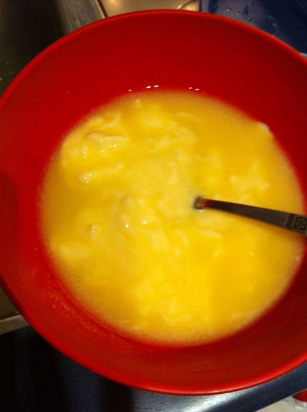 Melt a cup of butter ( 2 sticks) in microwave for 30 sec