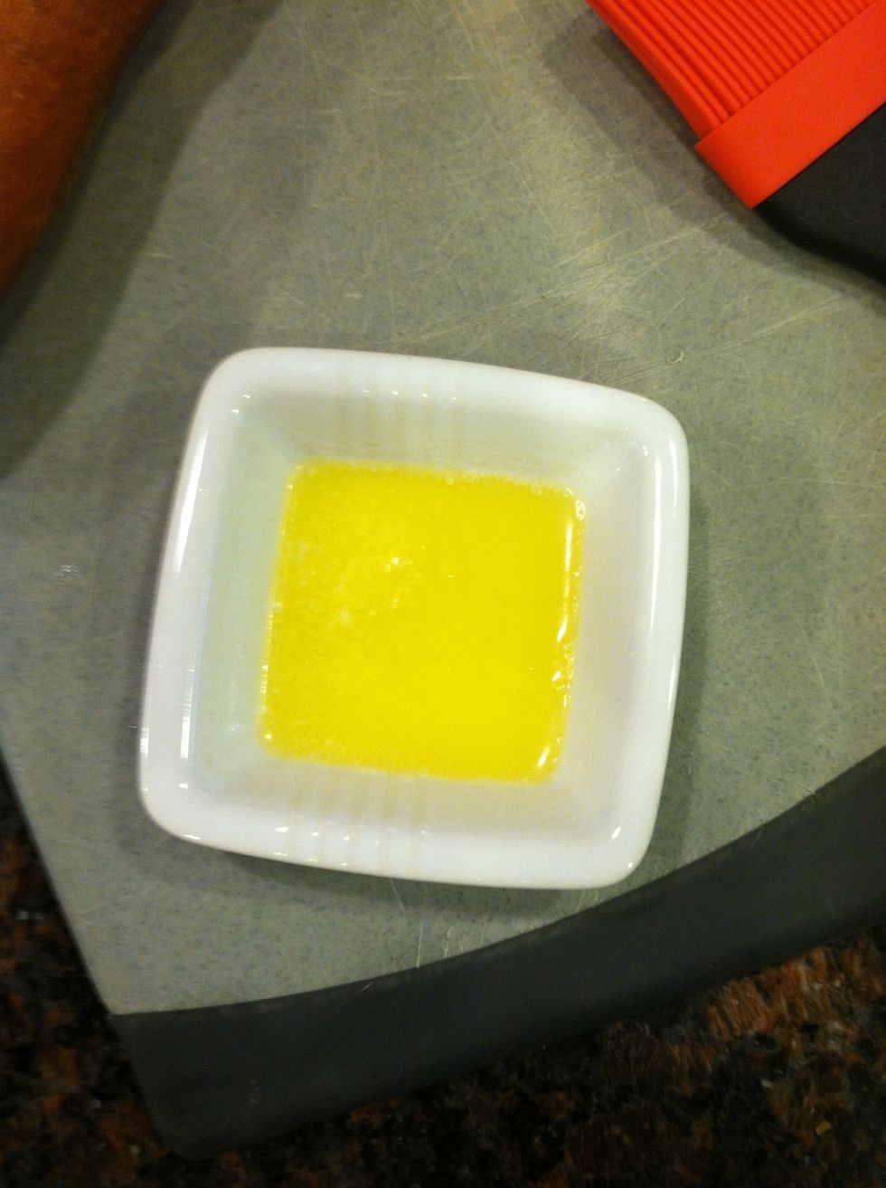 Melt about 1 tablespoon butter in the microwave (this takes 15-20 seconds).