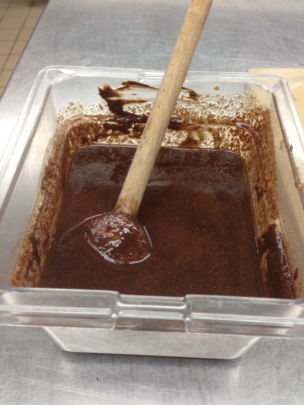 Melt butter and chocolate in the combi-steam mode at 212F (100C).