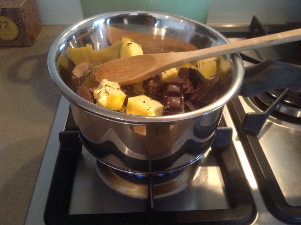 Melt butter and chocolate.