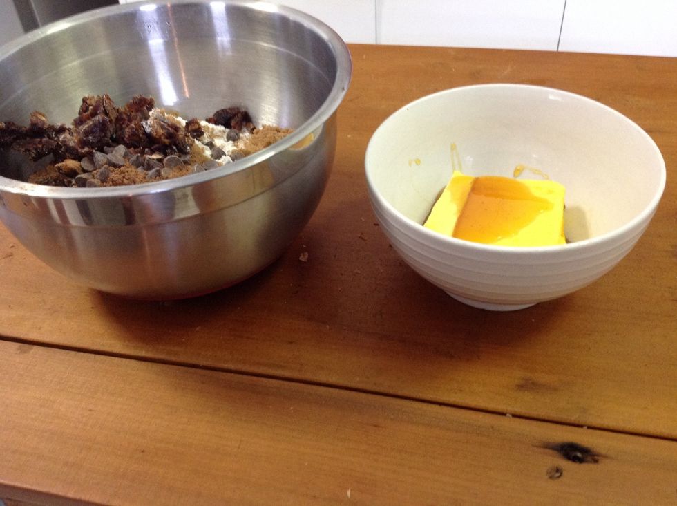 Melt butter and syrup in microwave for approx 1 minute or until soft
