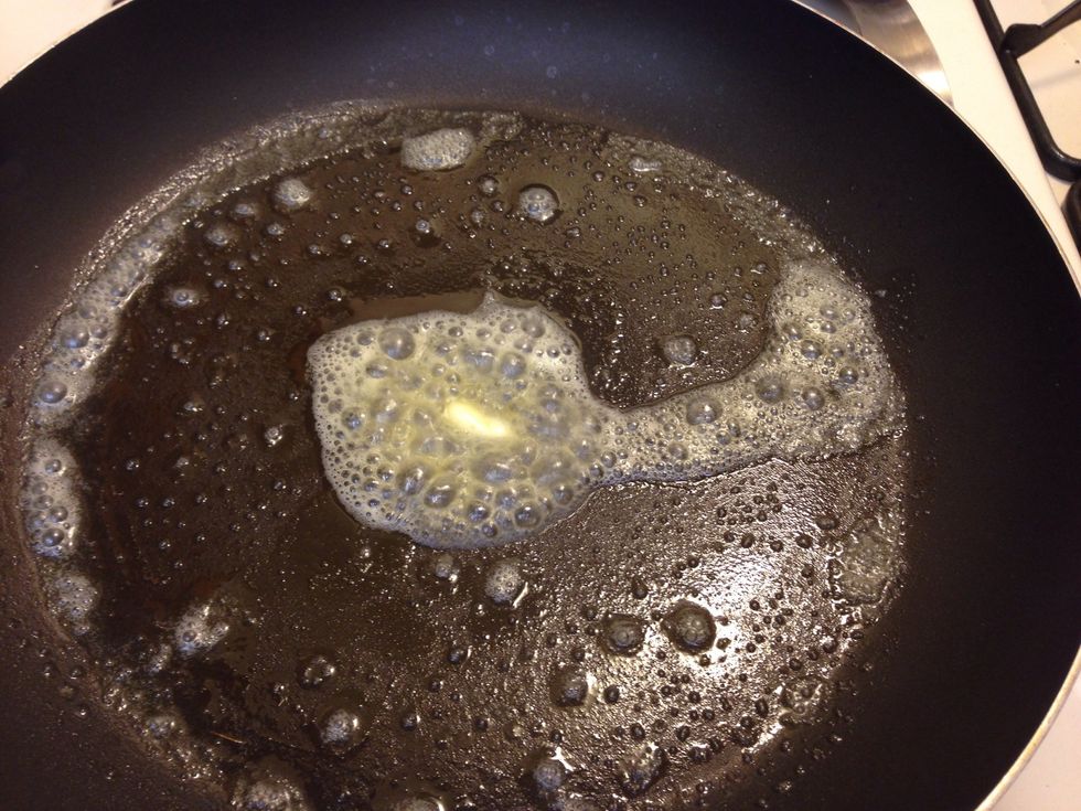 Melt butter down in 10-inch pan.