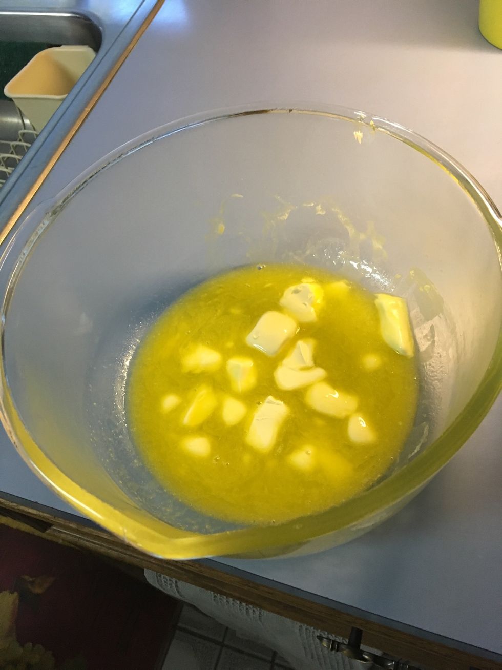 Melt butter in a microwave safe bowl.