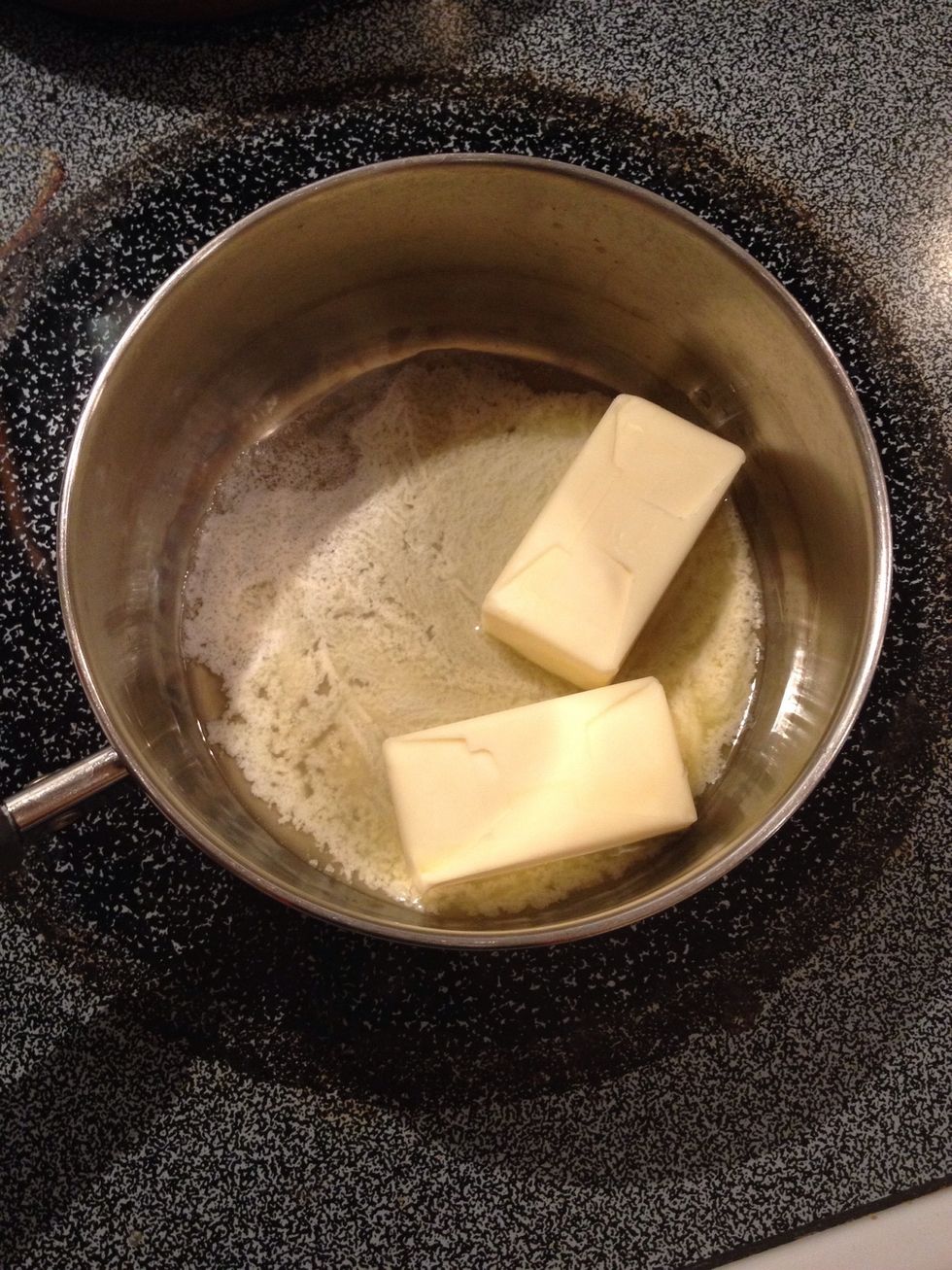 Melt butter in a saucepan. DO NOT USE MARGARINE! It must be butter or the recipe will not work correctly.