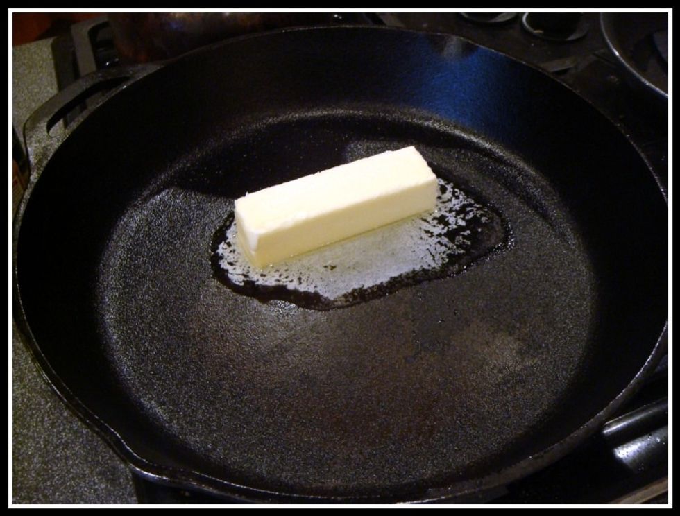 Melt butter in pan.