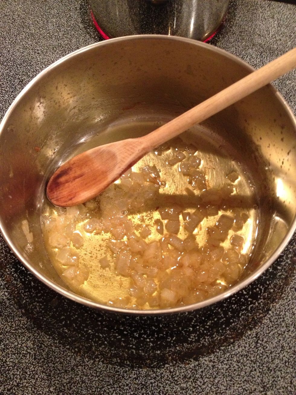 Melt butter in saucepan over medium heat. Add onions and stir until onions are soft and transparent.