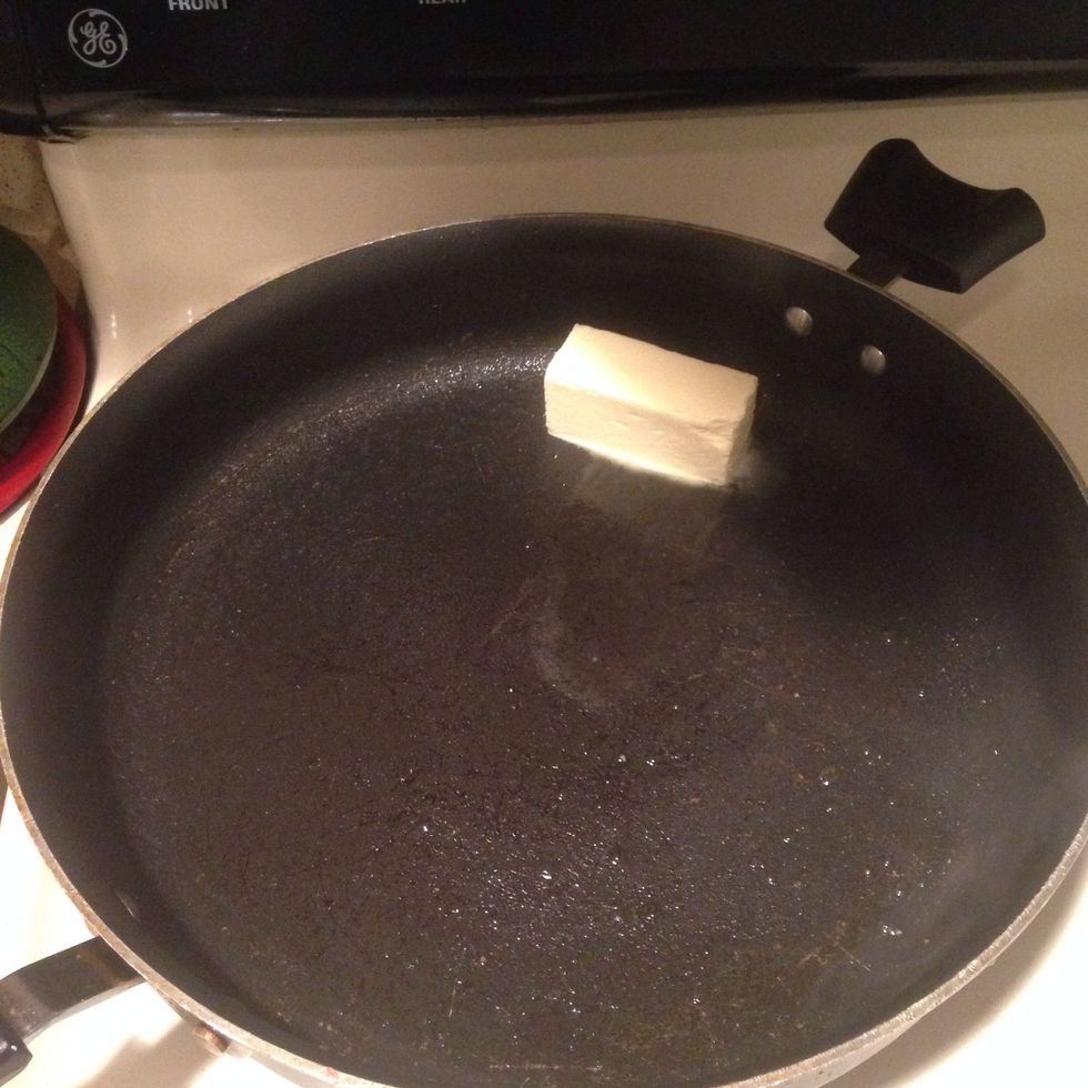 Melt butter in separate pan chopped veggies I used three tablespoons